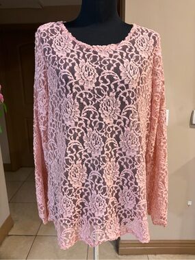 Ragdoll Dusty Rose Lace Long Sleeve Blouse